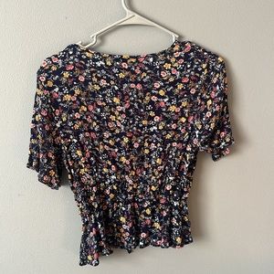 Blue floral blouse top